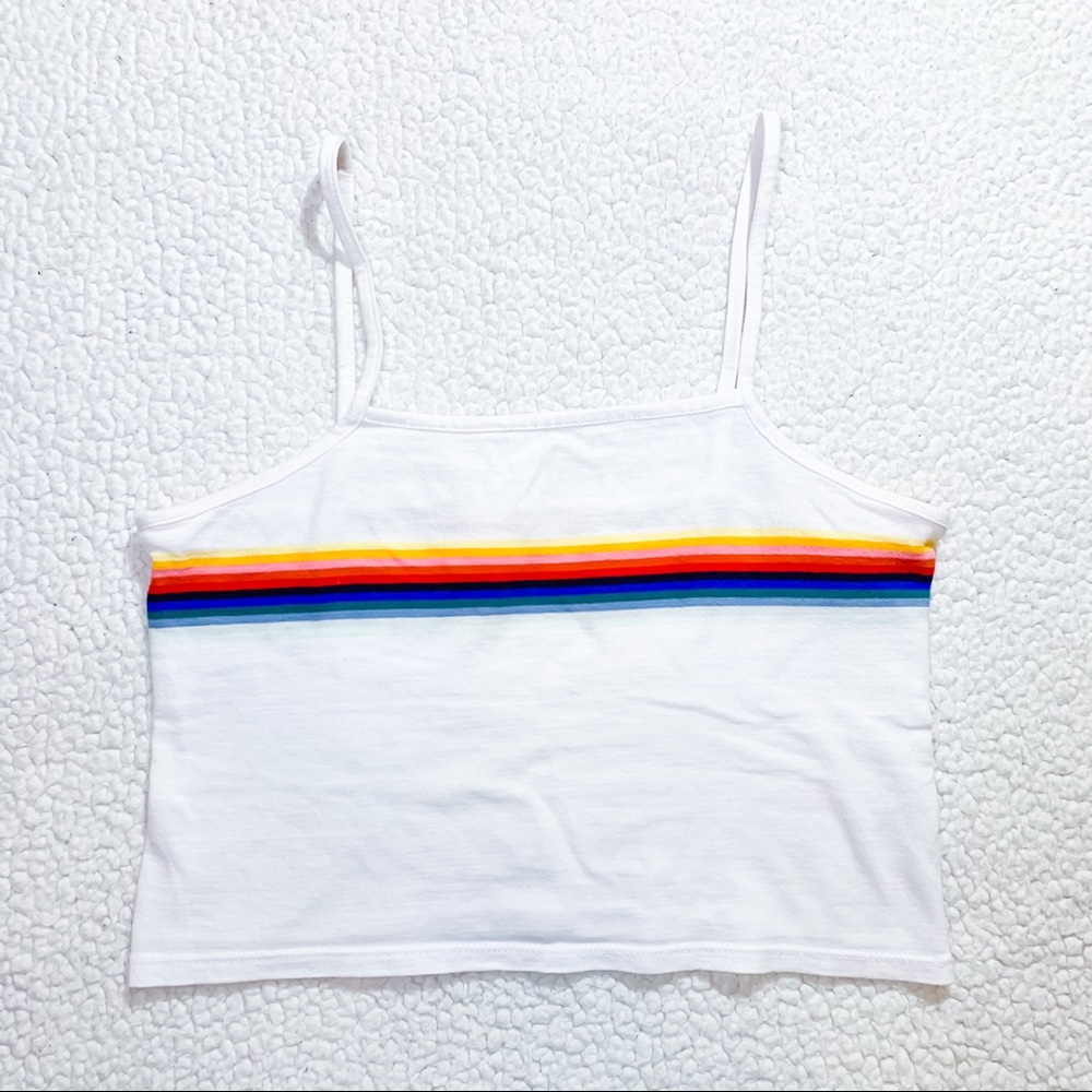 Brandy Melville White and Rainbow Faye Tank